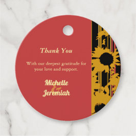Sunflower Summer Gold Red Wedding Thank You  Gåvor Etiketter