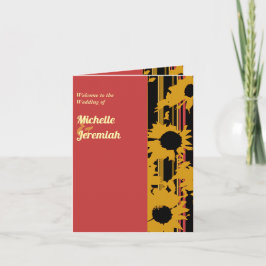 Sunflower Sunset Coral Gold Modern Wedding Kort