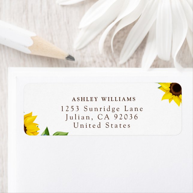 Sunflower Themed Return Stickers Returadress Etikett (Insitu)