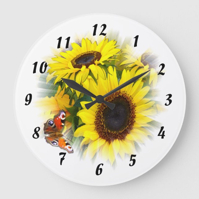 Sunflower Time Large Clock Stor Klocka (Framsida)