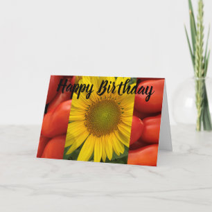 SUNFLOWER TOMATOES PHOTO BIRTHDAY GREETARD KORT