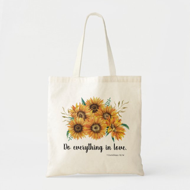 SUNFLOWER TOTALT BAG MED BABEL VERSE TYGKASSE (Framsidan)