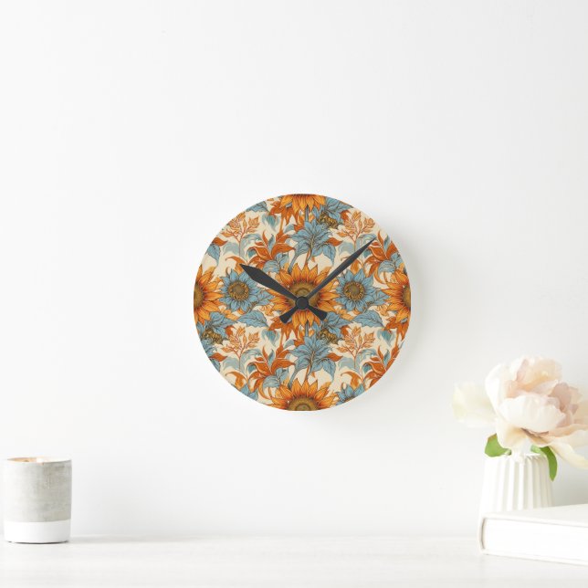 Sunflower Wall Clock Rund Klocka (Hem)