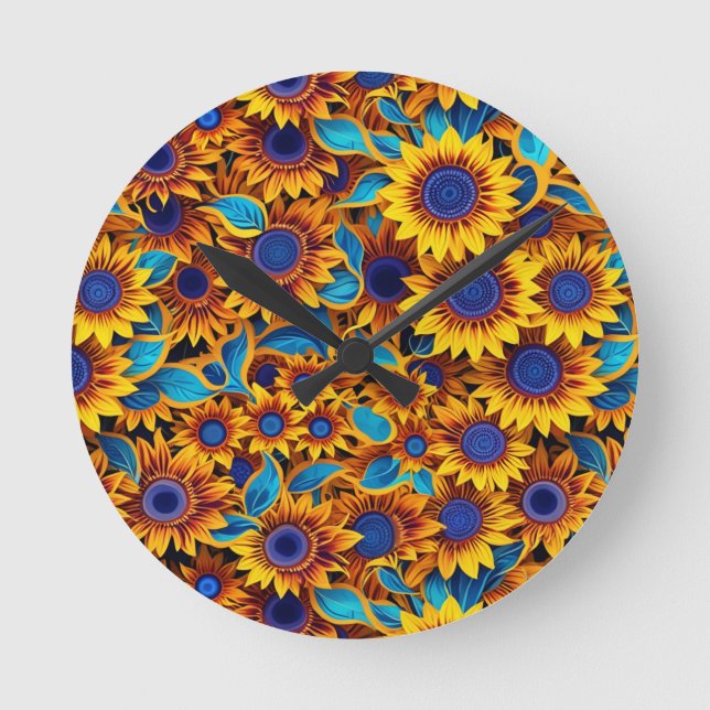 Sunflower Wall Clock Rund Klocka (Framsida)