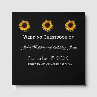 Sunflower Water Droplets Wedding Guest Books Gästböcker