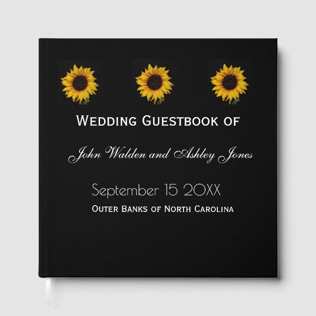 Sunflower Water Droplets Wedding Guest Books Gästböcker (Framsida)
