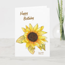 Sunflower watercolor customizable greeting card kort