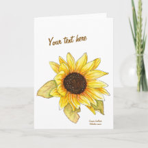 Sunflower watercolor customizable greeting card