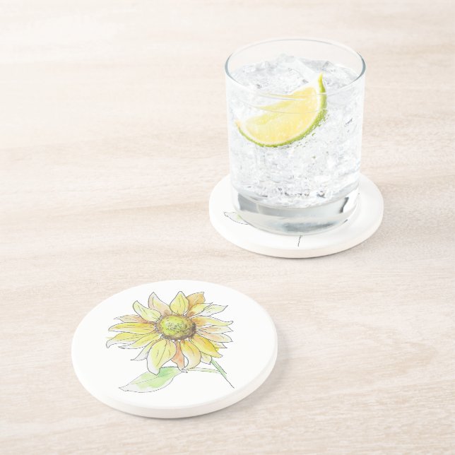 Sunflower Watercolor Fall Coaster Underlägg (Sidan)