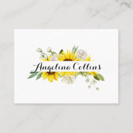 Sunflower watercolor white rose wedding  placeringskort