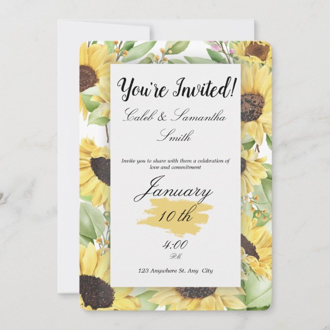 Sunflower Wedding Invitation Inbjudningar (Framsida)