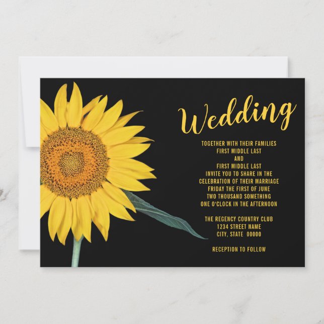 Sunflower Wedding Invitation Inbjudningar (Framsida)
