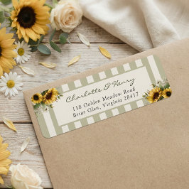 Sunflower Wedding Returadress Etikett