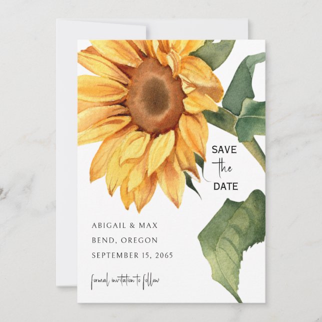 Sunflower Wedding Website Save the Date Spara Datumet (Framsida)
