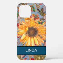 SUNFLOWER WILLIAM MORRIS iPhone 12 FODRAL DIY NAMN