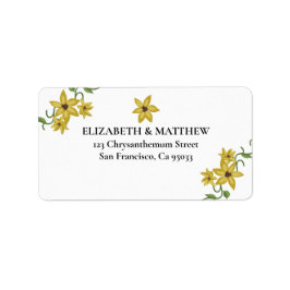 Sunflower Yellow Floral Botanical Hand drawn Oil Adressetikett