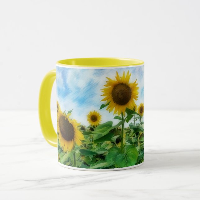Sunflower Yellow Flower Art Coffee Mug Cup Mugg (Framsida vänster)