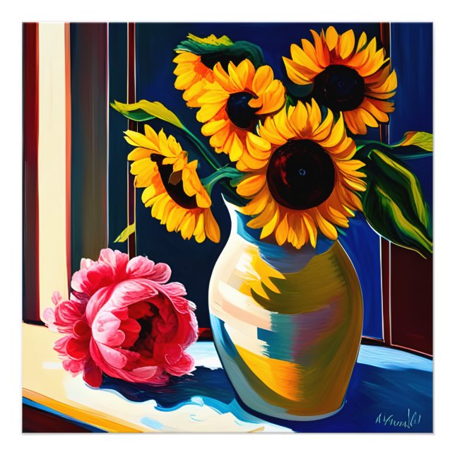 Sunflowers and peony poster (Framsidan)