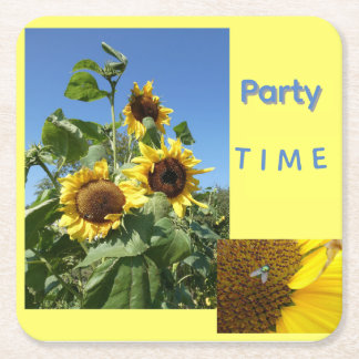 Sunflowers Cust. Text Paper Coaster Underlägg Papper Kvadrat
