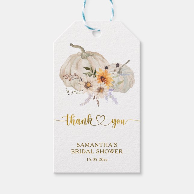Sunflowers Daisy Pumpkin Fall Bridal Shower Favor  Presentetikett (Framsidan)