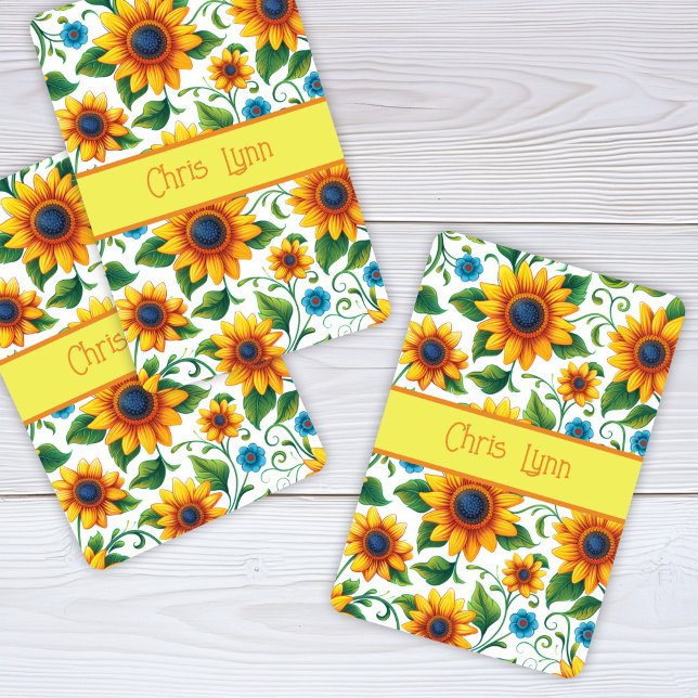 Sunflowers Digital Art Yellow Orange Green Casinokort (Skapare uppladdad)