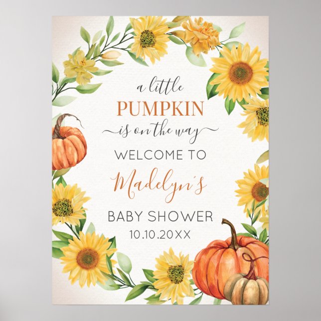 Sunflowers Fall Pumpkin Autumn Welcome sign Poster (Framsidan)