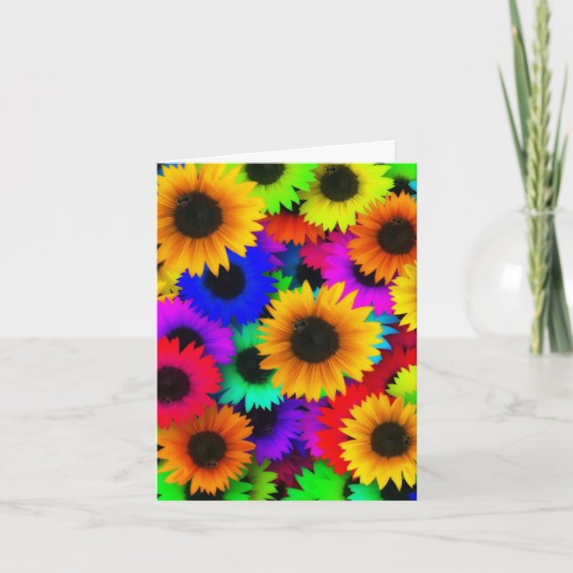SUNFLOWERS FLOWERS FLOWERS TACK DU CARD KORT (Framsida)
