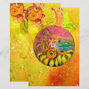 SUNFLOWERS Gult Red Brown Blommigt Brevpapper