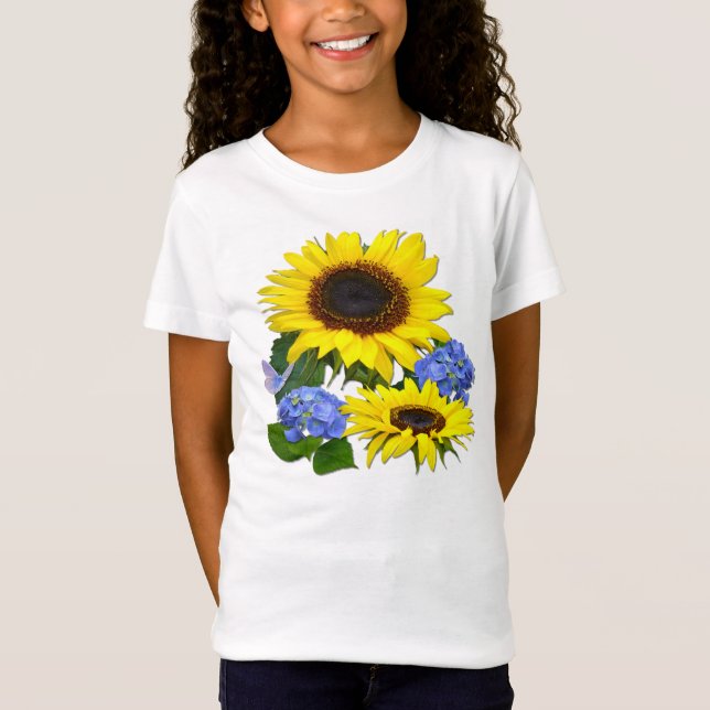 SUNFLOWERS & HYDRANGEAS ~ Shirt Tröja (Framsida)