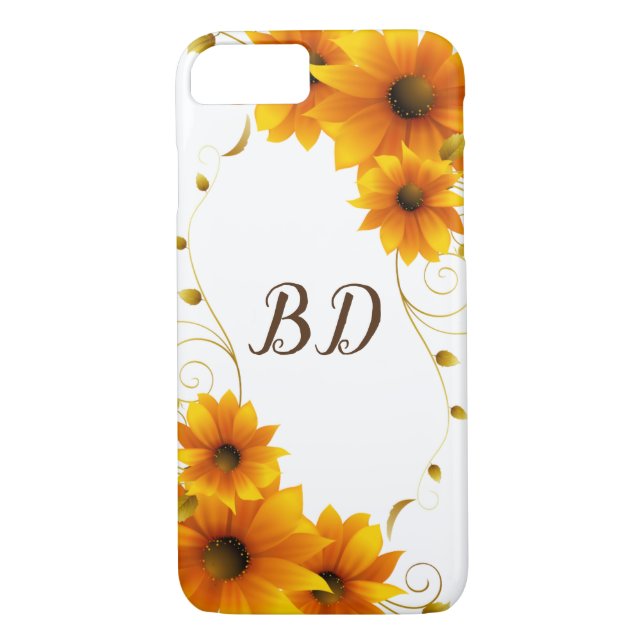 SunFlowers Monogram Case-Mate iPhone Skal (Baksida)