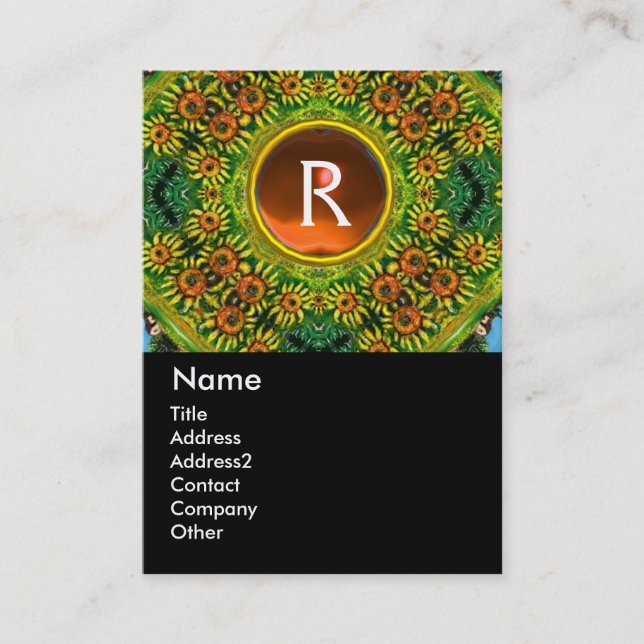 SUNFLOWERS MONOGRAM VISITKORT (Framsida)