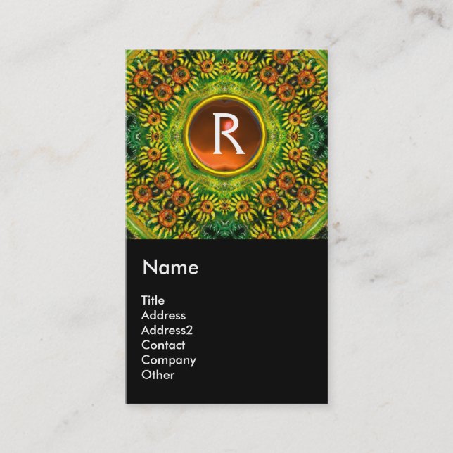 SUNFLOWERS MONOGRAM VISITKORT (Framsida)