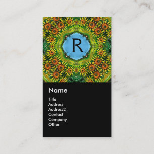 SUNFLOWERS MONOGRAM VISITKORT