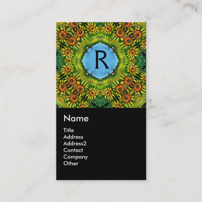 SUNFLOWERS MONOGRAM VISITKORT (Framsida)