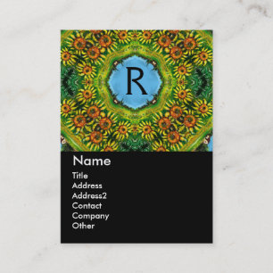 SUNFLOWERS MONOGRAM VISITKORT