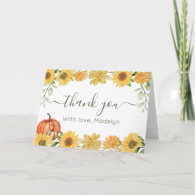 Sunflowers & Pumpkins thank you card Tack Kort (Framsida)