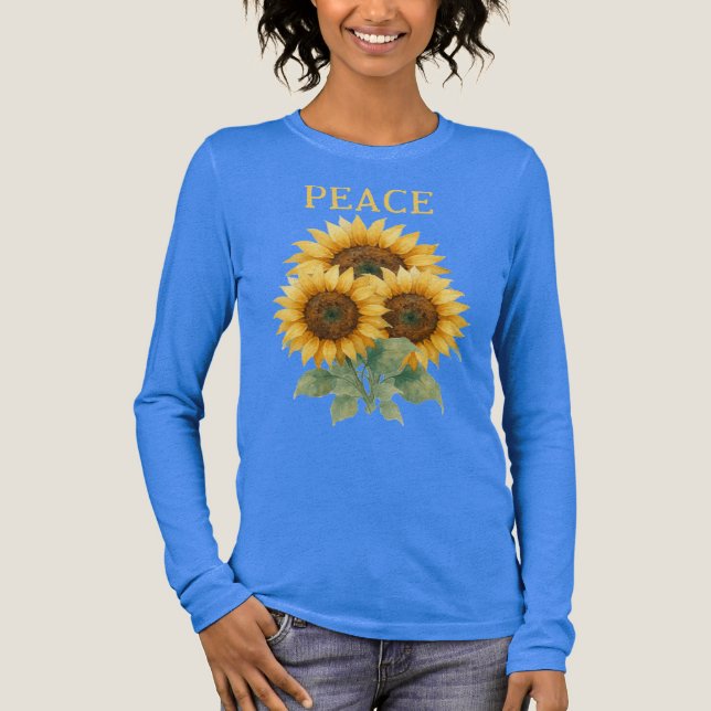 Sunflowers symbol of Peace Tri-Blend shirt T Shirt (Framsida)
