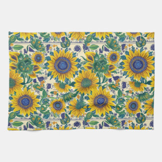 Sunflowers. Ukrainian folk art pattern. Kökshandduk