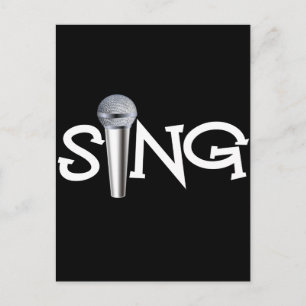Sung med mikrofon vykort