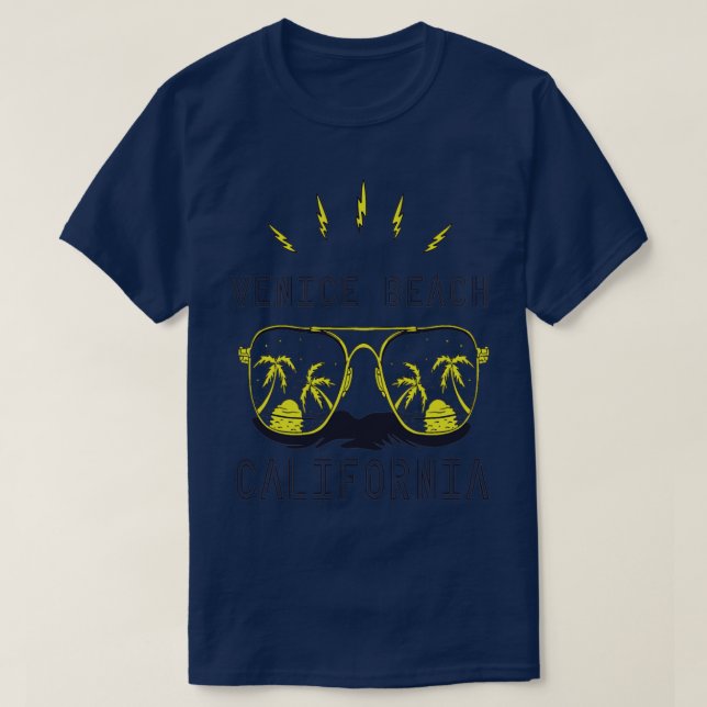 Sunglass California Venice Beach Handflatan träd B T Shirt (Design framsida)