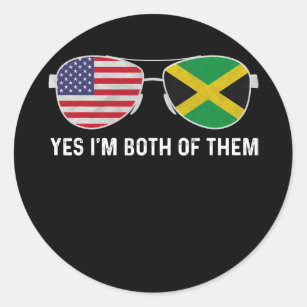 Sunglass Design Jamaican American Flag Patriotic Runt Klistermärke
