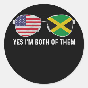 Sunglass Design Jamaican American Flag Patriotic Runt Klistermärke