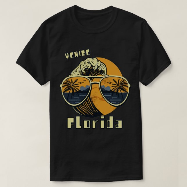 Sunglass Florida Venice Handflatan träd Beach Ocea T Shirt (Design framsida)