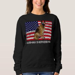 Sunglass German Shepherd Mamma Flagga American Usa T Shirt