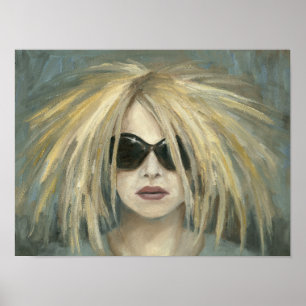 Sunglass grorl Female Porträtt Unika Artsy Poster