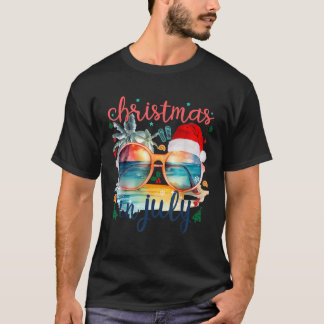 Sunglass Jul i juli Santa Hat Summer Vaca T Shirt
