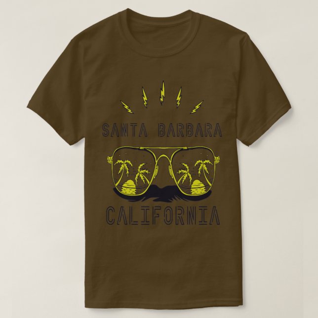 Sunglass Kalifornien Santa Barbara Handflatan träd T Shirt (Design framsida)