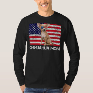 Sunglasses Chihuahua Mamma Flagga Amerika Förenta T Shirt
