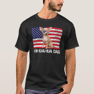 Sunglasses Chihuahua Pappa Flagga Amerika Förenta T Shirt