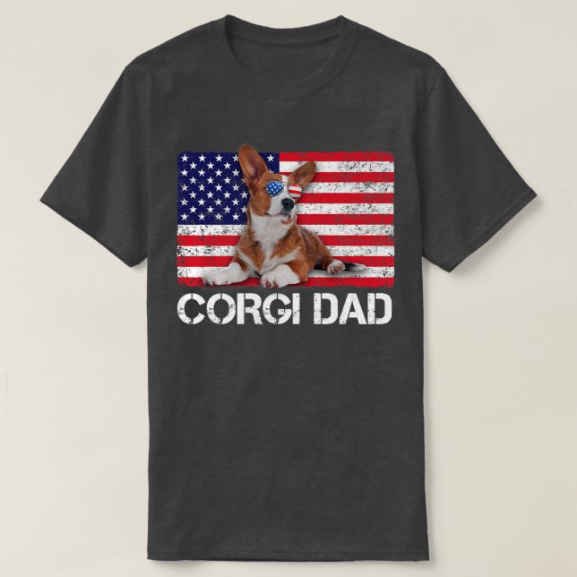 Sunglasses Corgi Pappa Flagga Amerikanska Hund äls T Shirt (Design framsida)